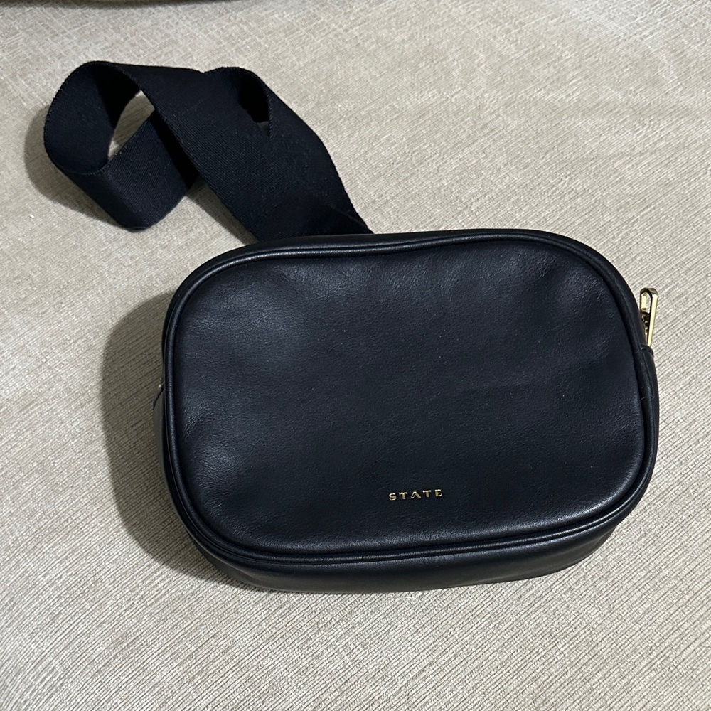 STATE Black Belt Bag with Gold Accents